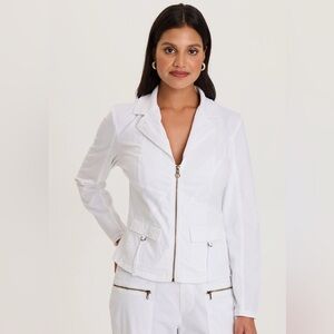 XCVI
RIDDELL TWILL ZIP UP JACKET
 In White